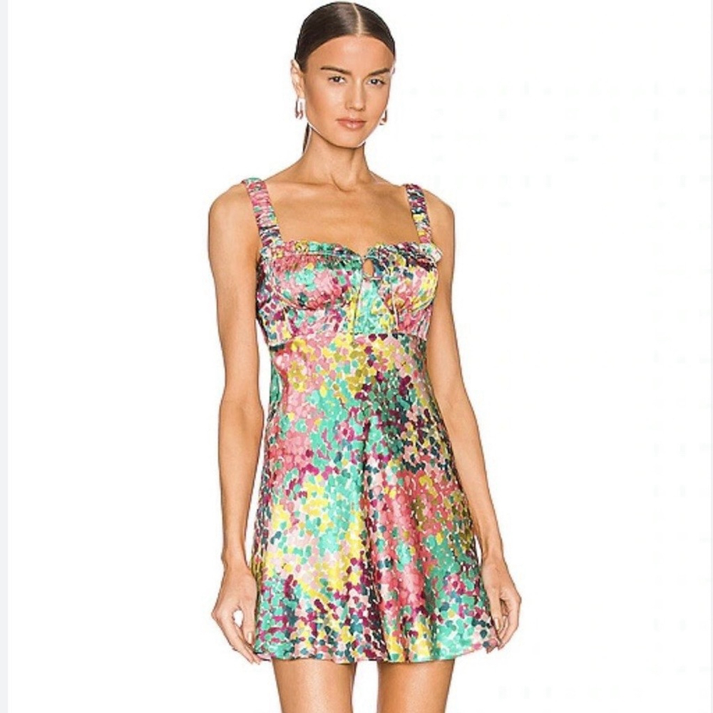 NICHOLAS Simie 100% Silk Mini Dress Colorful Confetti Revolve Size 0
